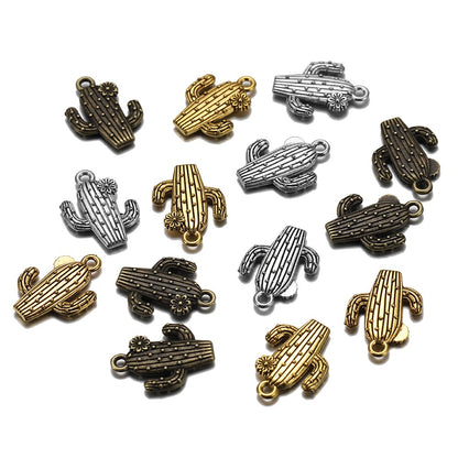 10pcs 15x20mm Antique Cactus Pendants