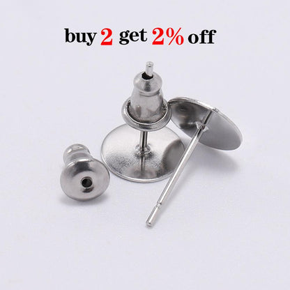 Stainless Steel Earring Studs Backs 4.8x5.8mm, 50pcs