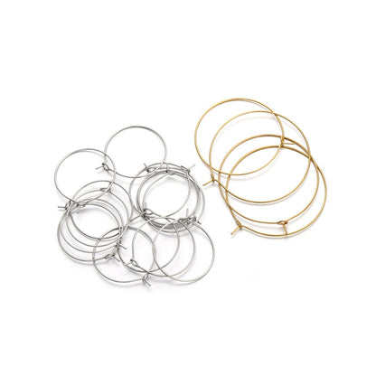 Big Circle Wire Hoops in Stainless Steel, 20pcs