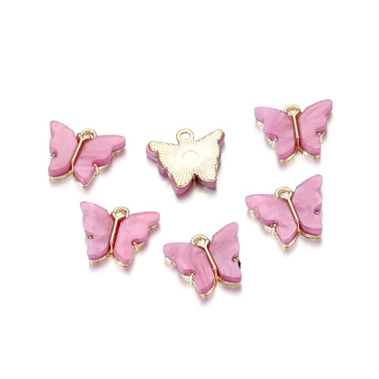 Colorful Resin Butterfly Pendant, 10pcs