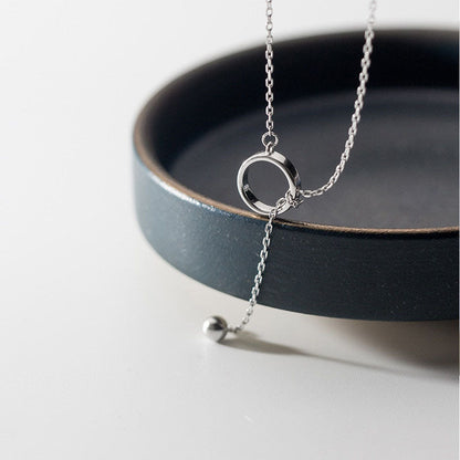 Silver Minimalism Round Bead Pendant Necklace