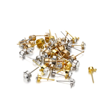 Klare Strass-Ohrstecker, 4–6 mm, mit Öse, 50 Stück