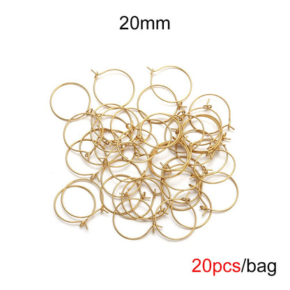 Big Circle Wire Hoops in Stainless Steel, 20pcs