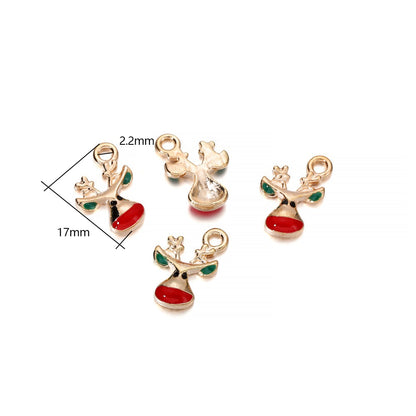 Metal Enamel Christmas Pendants, 10-15Pcs