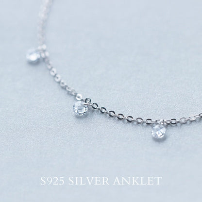 Shining Zircon Sterling Silver Anklet