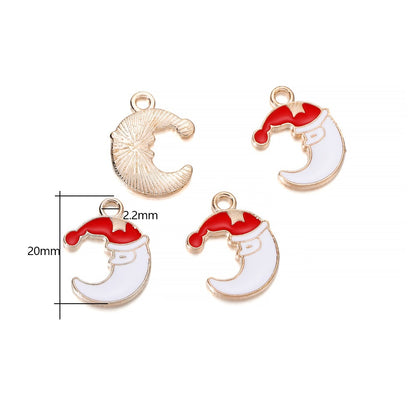 Metal Enamel Christmas Pendants, 10-15Pcs