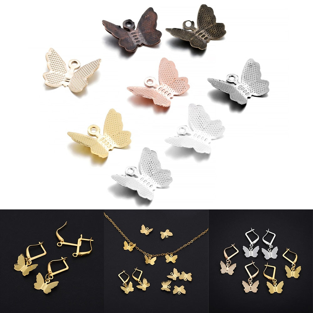 Breloques de connecteurs papillon en métal, 100 pièces