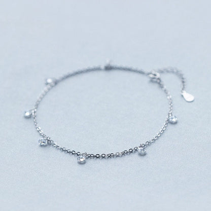 Shining Zircon Sterling Silver Anklet