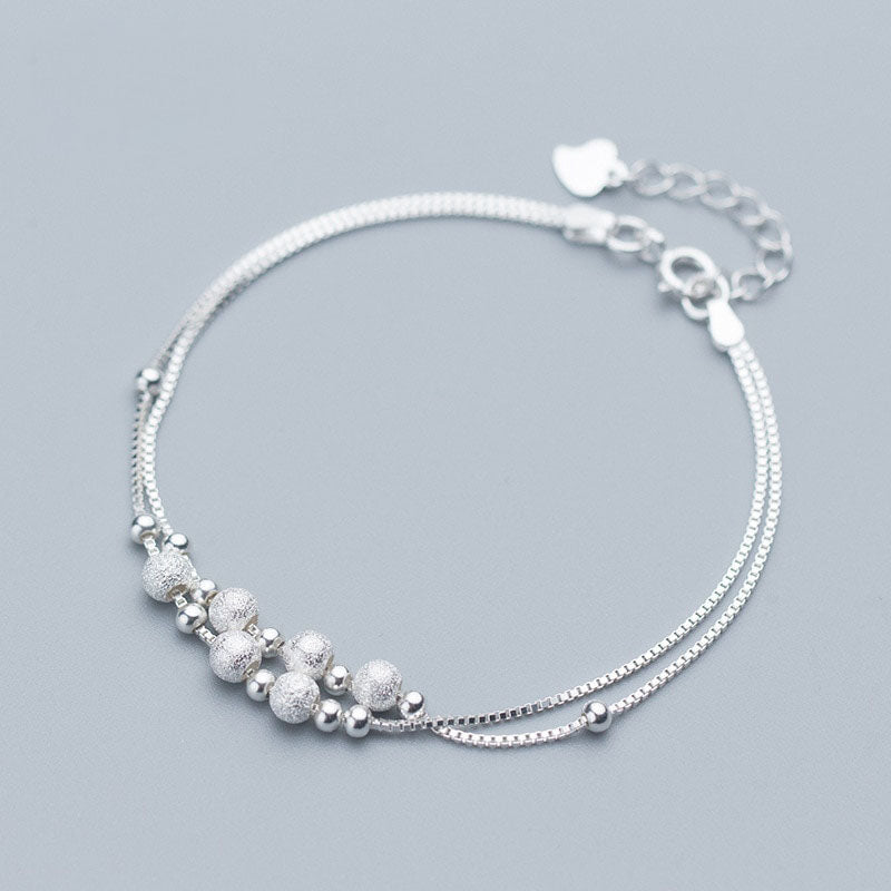 Double Box Chain with Frosted Ball Bracelet