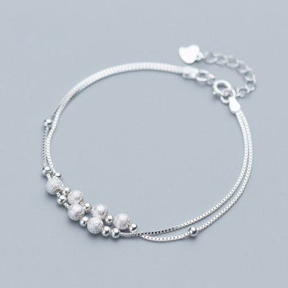 Double Box Chain with Frosted Ball Bracelet