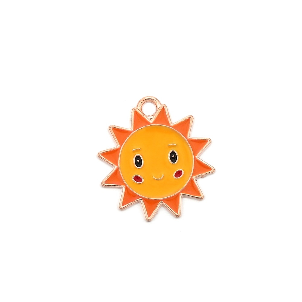 Cute Sun Keychain Cartoon Printing Connectors, 4Pcs