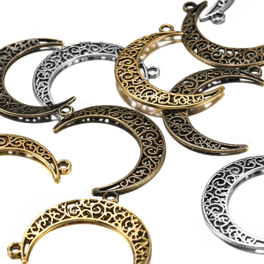 10pcs Antique Tibetan Moon Charms Pendants