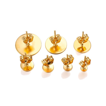 5-12mm Gold Stainless Steel Stud Earring Back, 20pcs