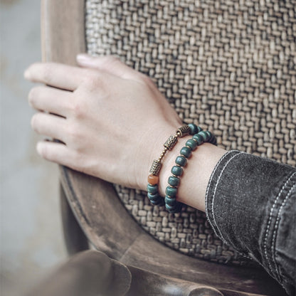 Green Bodhi Seed Bracelet with Brass Charm