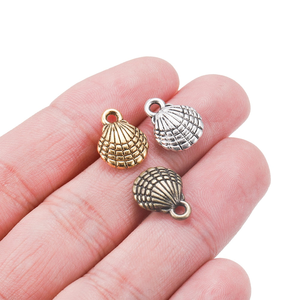 12pcs 13x10mm Antique Double Sided Shell Charms Pendants