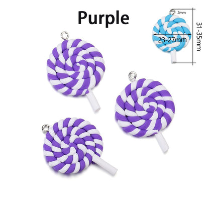 Cute Candy Color Marshmallow Polymer Clay Pendant, 10pcs