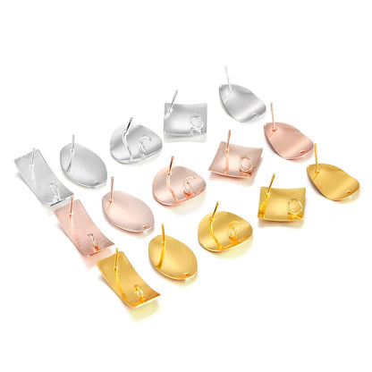 7 Styles Plated Geometric Polygonal Earring Stud Posts, 10pair - Lot