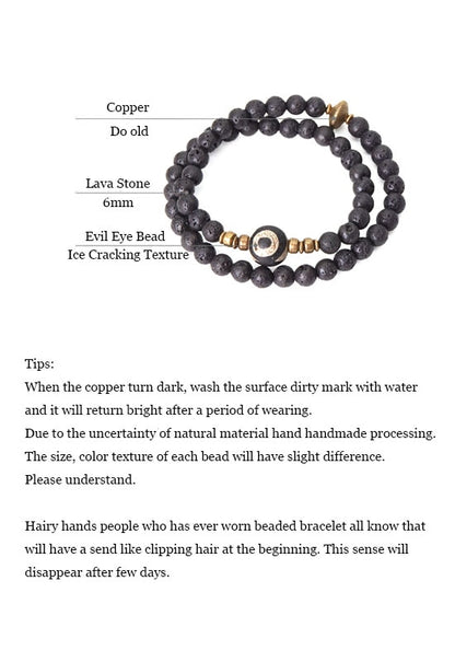 Lava Stone Copper Beads Tibetan Bracelet