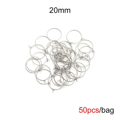 Big Circle Wire Hoops in Stainless Steel, 20pcs