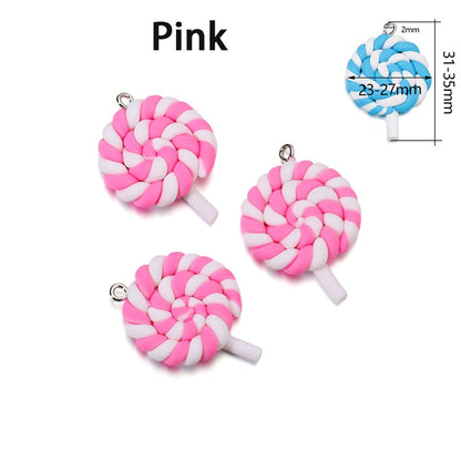 Cute Candy Color Marshmallow Polymer Clay Pendant, 10pcs