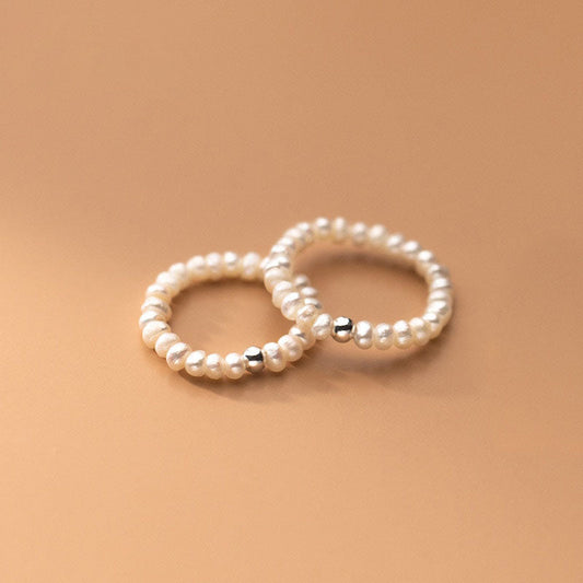 Pearl Stackable Silver Ring