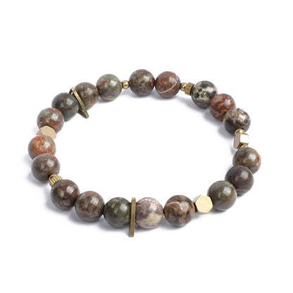 Natural Stone beads and Copper Charm Bracelet