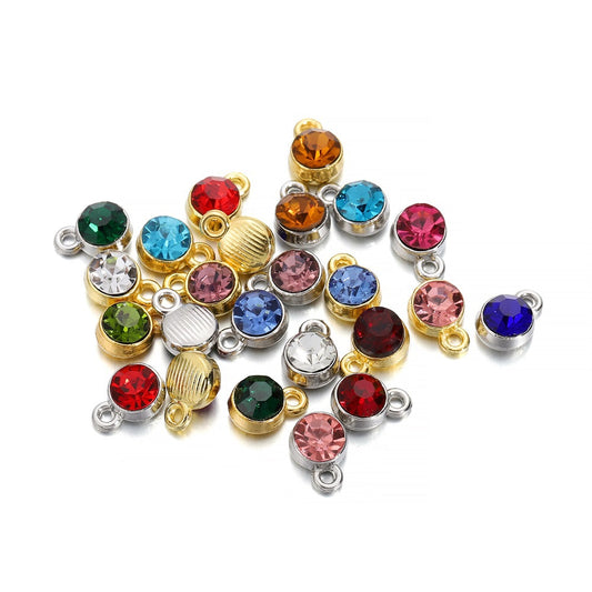 Charms pendants avec pierre de naissance en cristal coloré