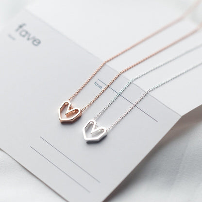 Rose Gold Geometric Heart Choker Necklace