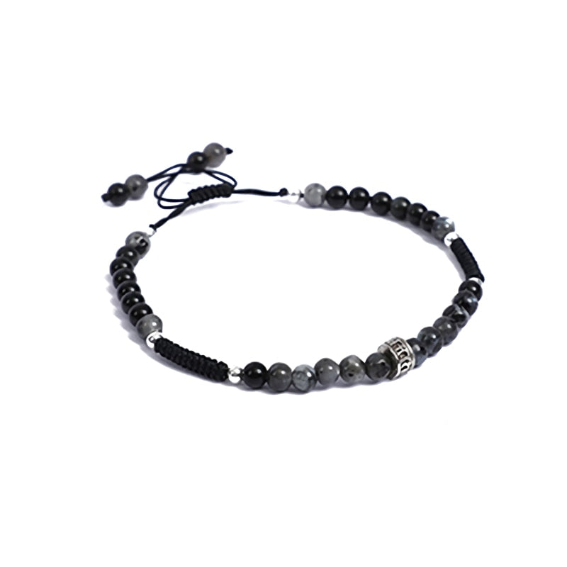 Knotenarmband aus Onyx und schwarzem Obsidian