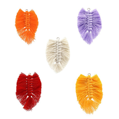 Braided Tassels Leaves Shape Pendant, 2-6 Pcs