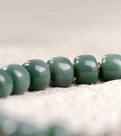 Natural Green Bodhi Seed Bracelet with Brass Metal Beads