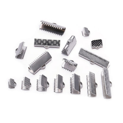 Stainless Steel Crimp End Bead Buckle Tip, 30pcs