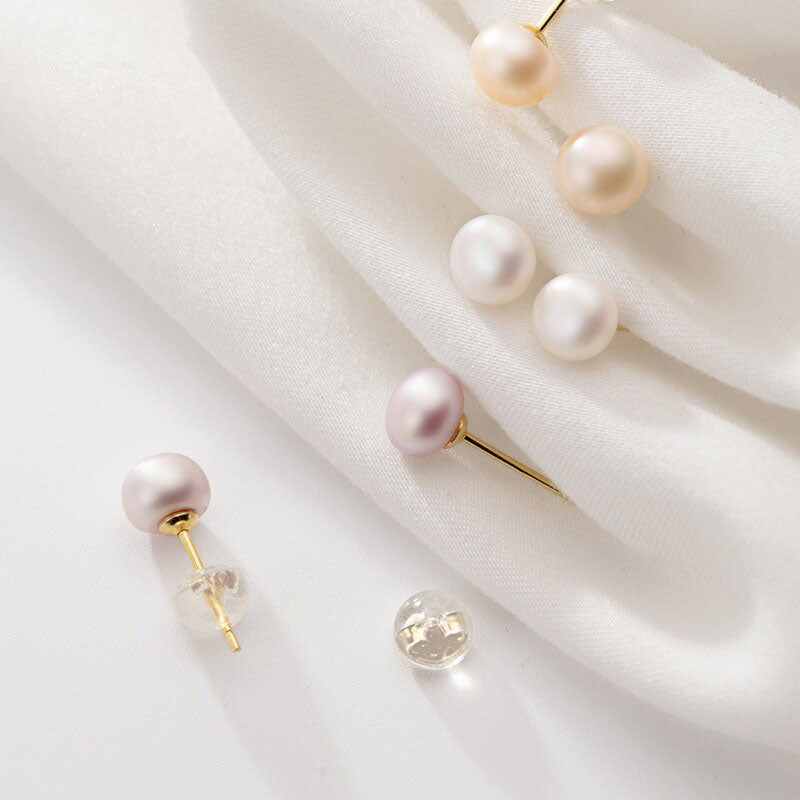 Multi-Color Natural Pearl Stud Earring