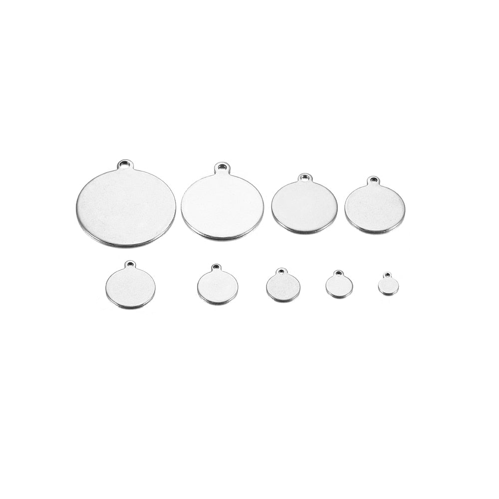 10-50pcs 6-30mm Stainless Steel Round Pendant Blanks
