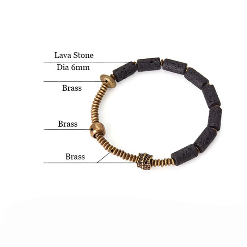 Lava Stone Diffuser, Hand Processed Copper Beads Bracelet
