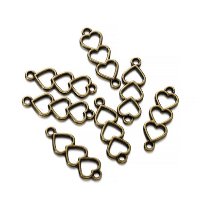 30Pcs Alloy Hollow Hearts Charms