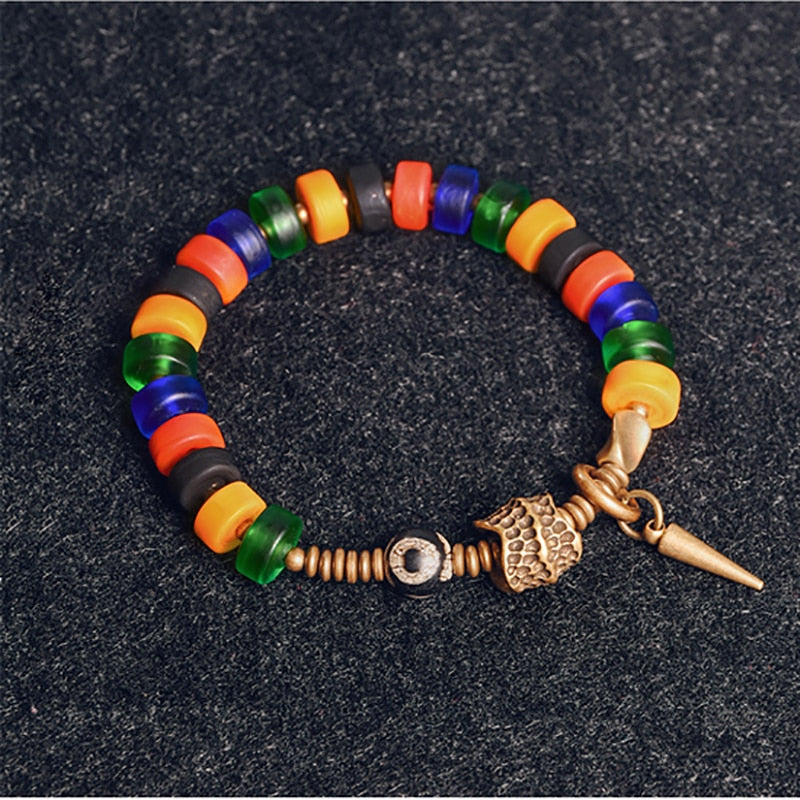 Coloured Glaze Beads Stretch Bracelet
