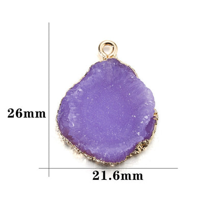 Stainless Steel Resin Gem Pendants, 5pcs