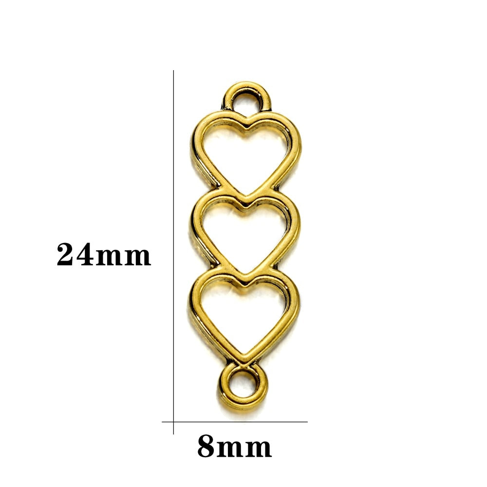 30Pcs Alloy Hollow Hearts Charms