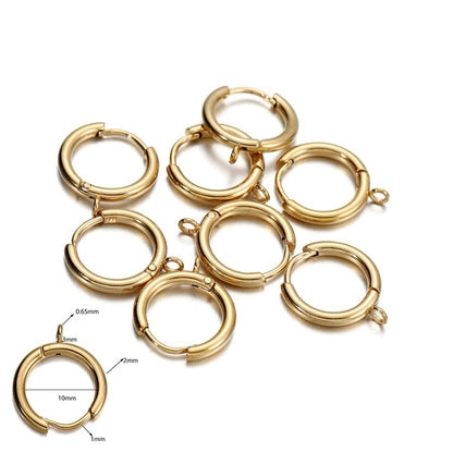 Stainless Steel Earring Hooks with Round Ear Post & Jump Ring, 10pcs