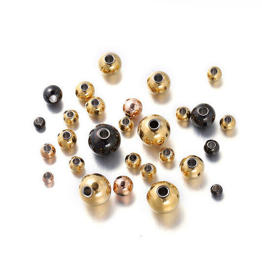 Perles d'espacement en acier inoxydable de 3 à 8 mm, 30 à 100 pièces
