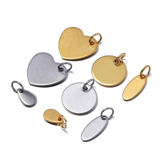 Stainless Steel Blanks Charms with Jump Ring (10Pcs)
