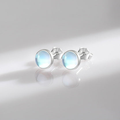 Round Exquisite Moonstone Stud Earrings