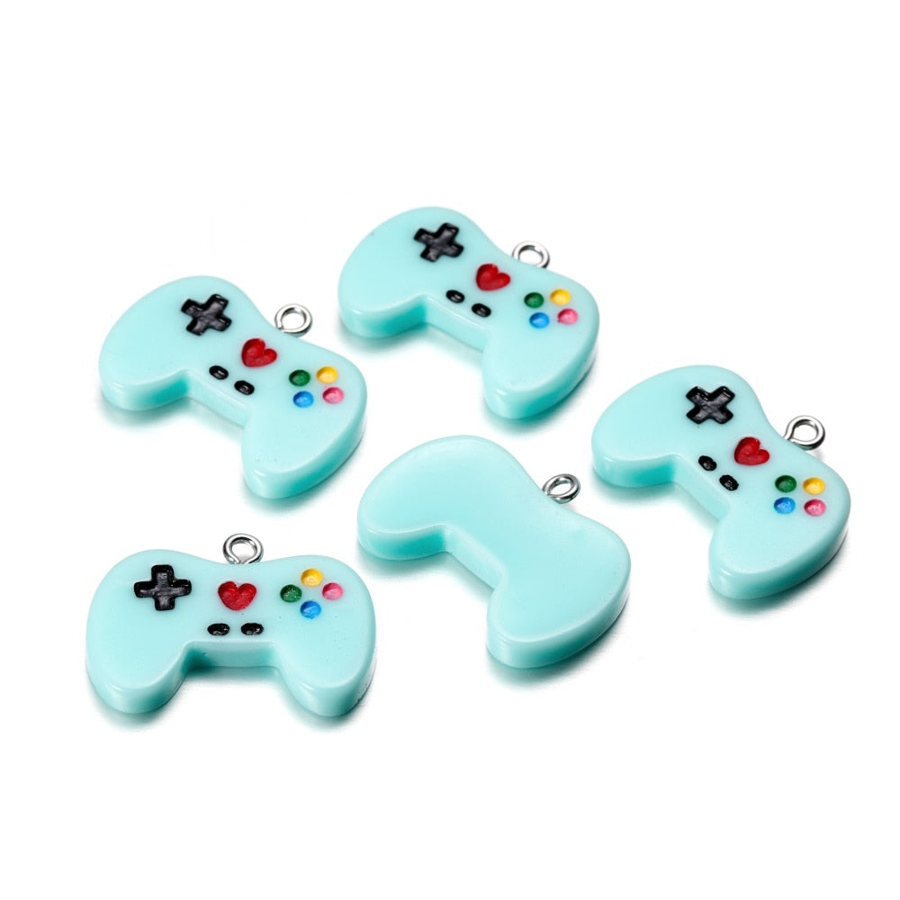 Colorful Cute Gamepad Resin Charms Pendants, 10Pcs