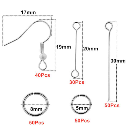 Ensemble de fabrication de boucles d'oreilles : crochets, anneaux et connexions, 100 à 300 pièces