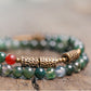 Moss Agate Beads Two Row Bracelet