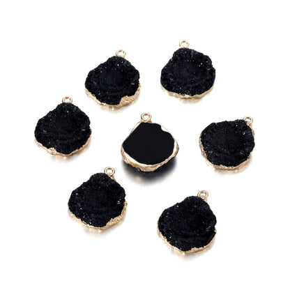 Stainless Steel Resin Gem Pendants, 5pcs