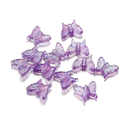 50pcs Butterfly AB Color Acrylic Charms Beads