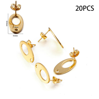 Clous de boucles d'oreilles vierges en acier inoxydable, 10-20 pièces