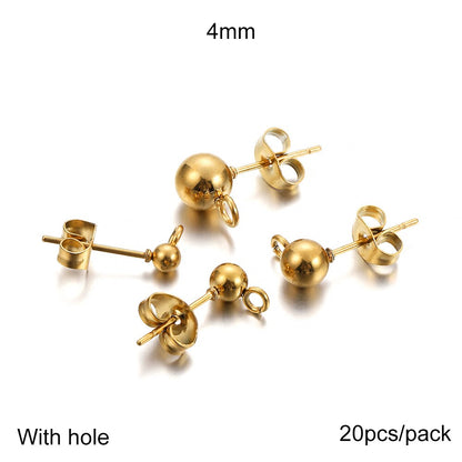 Blank Earring Studs in Stainless Steel, 10-20pcs